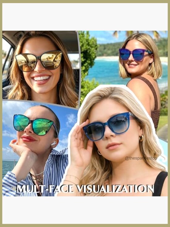 Polarized Oversized Cat Eye Sunglasses UV400 Protection Retro Frame main image 7